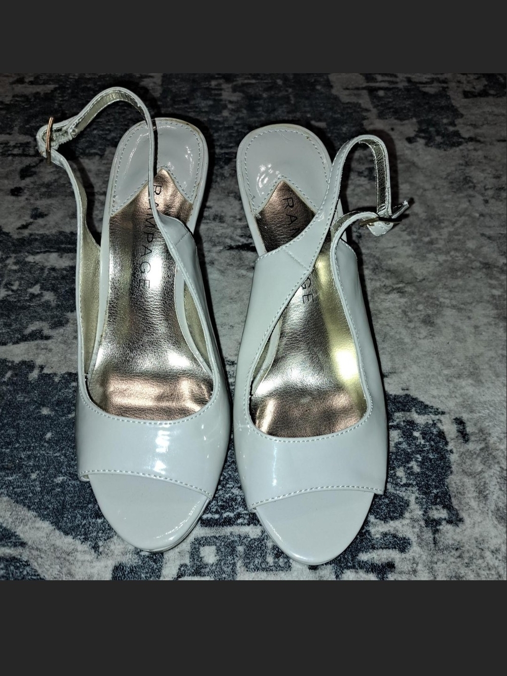 Rampage White Patent Slingback Open-Toe Sandals